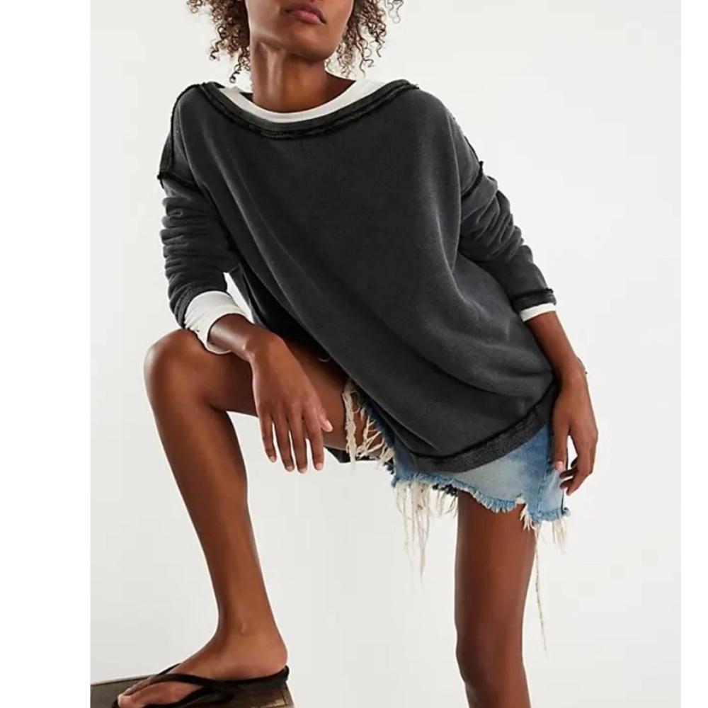 Free People Charcoal Gray Sweatshirt